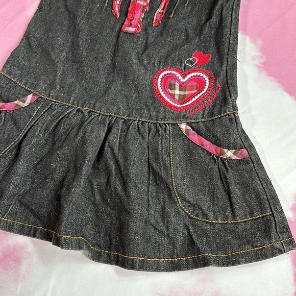 Vintage Carter’s Charcoal Black Denim Sweet Heart Dress Valentines size 4T - Picture 3 of 12